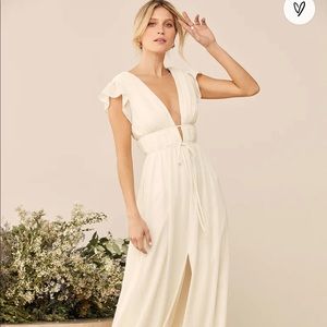 Lulus Cream Ruffle Maxi, size large